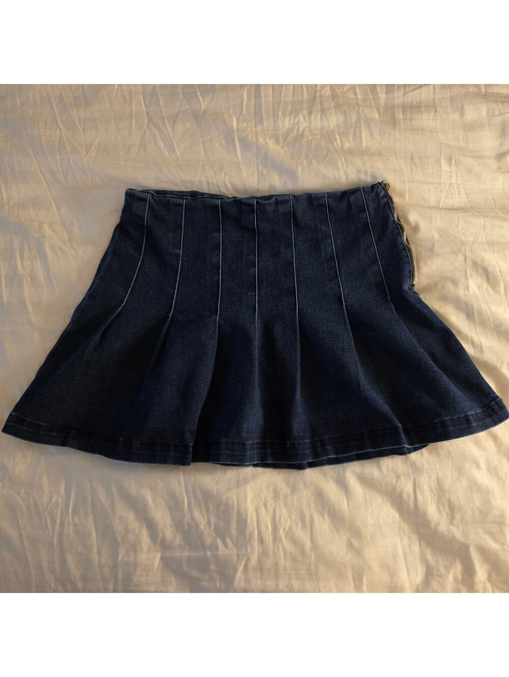 Paris Hilton Dark Blue Denim Pleated Midi Skirt Size 12